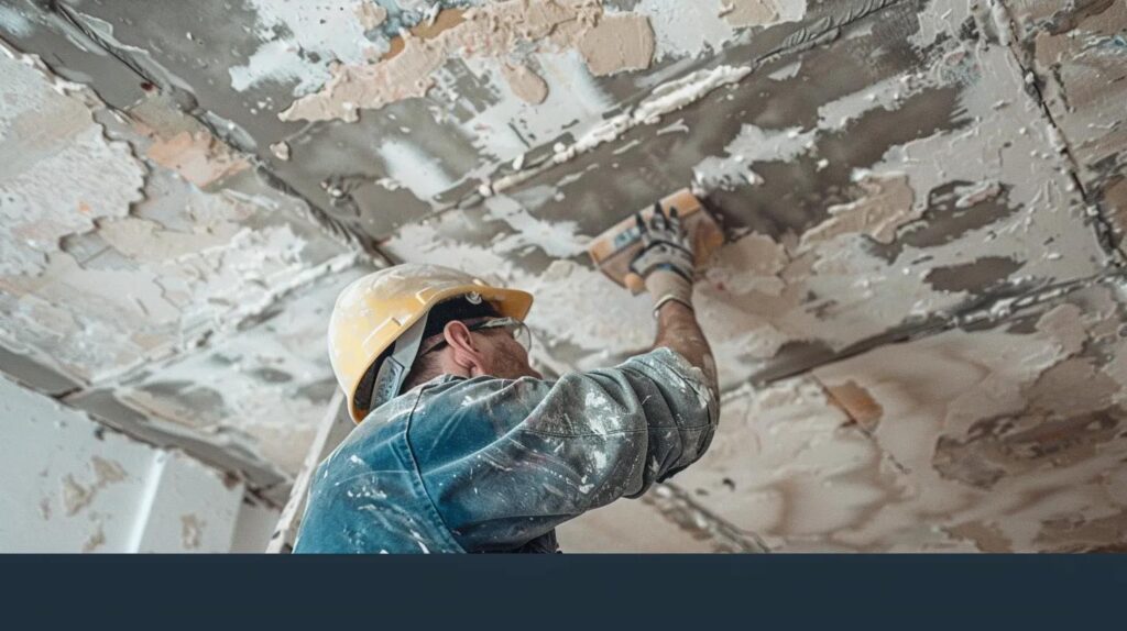 working on Asbestos Popcorn Ceiling Removal
