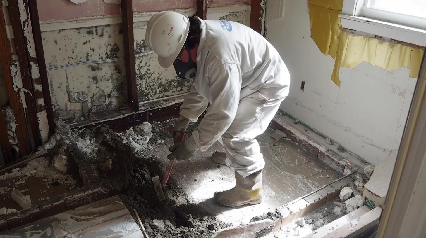 working on Asbestos Tile Removal